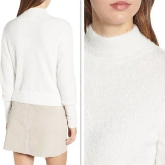 Leith Sweaters - ✨ LEITH ✨ Cozy Eyelash Knit Mock Turtleneck Sweater - [Small, Ivory]